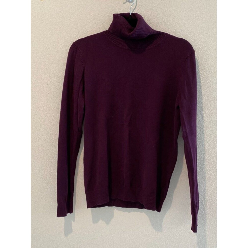 Andrew Marc Purple Turtleneck Sweater Women Medium Plum Knit Pullover